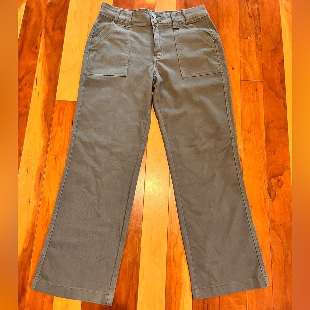Olive/Gray Khaki Casual Pants Size XL Wide Leg Stretch EUC Boot Cut BOHO